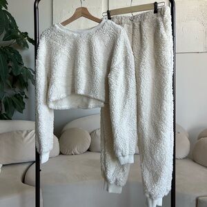 Fashion Nova Cream Fleece Pajama Set
